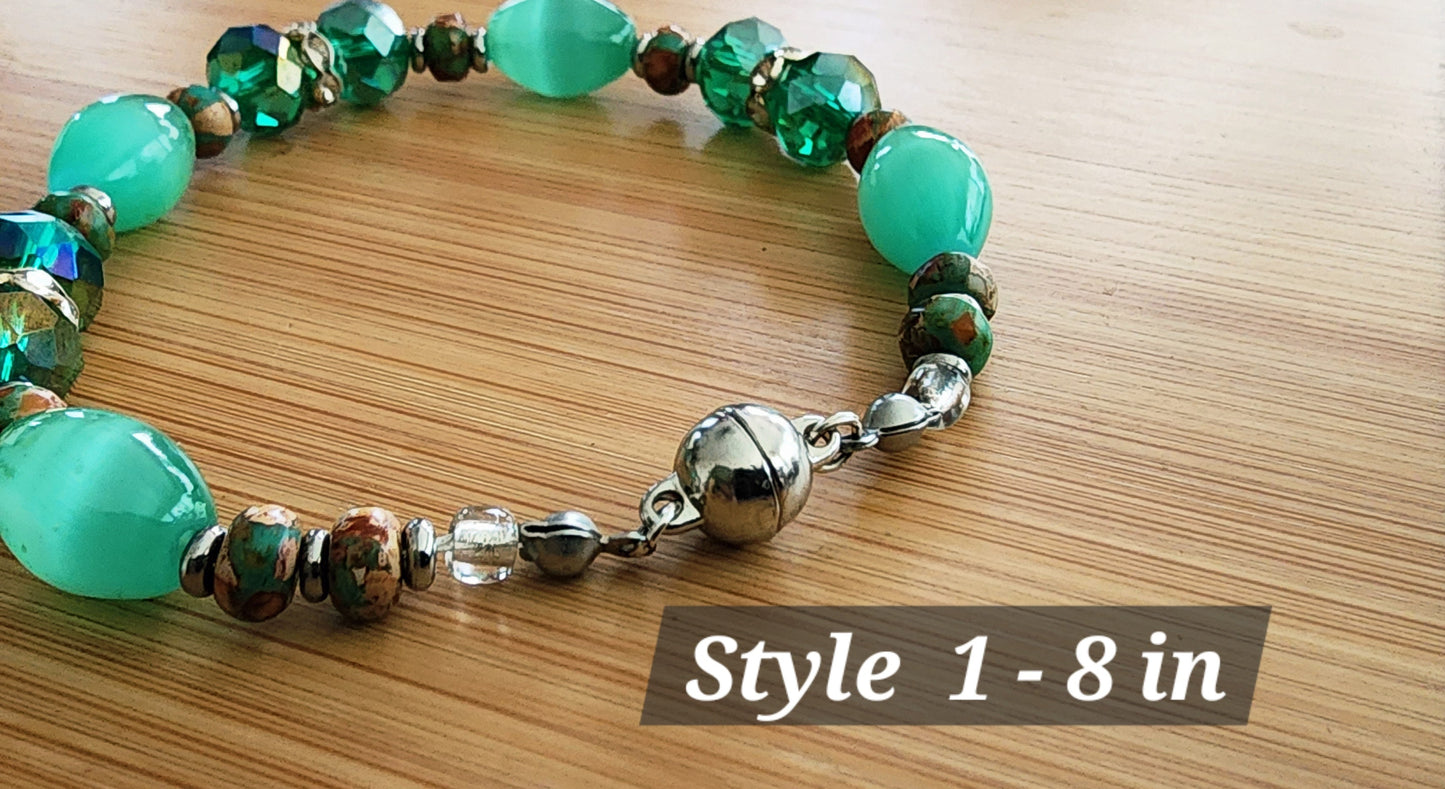 Serene Green Dewdrop Bracelet and Earring Set Bead From The Heart Creations