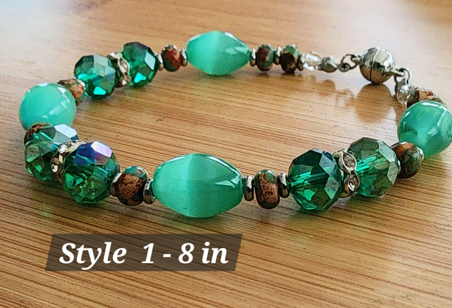 Serene Green Dewdrop Bracelet and Earring Set Bead From The Heart Creations