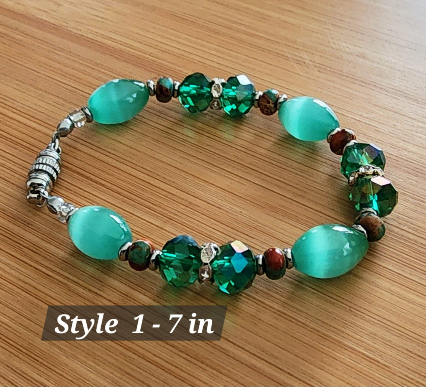 Serene Green Dewdrop Bracelet and Earring Set Bead From The Heart Creations