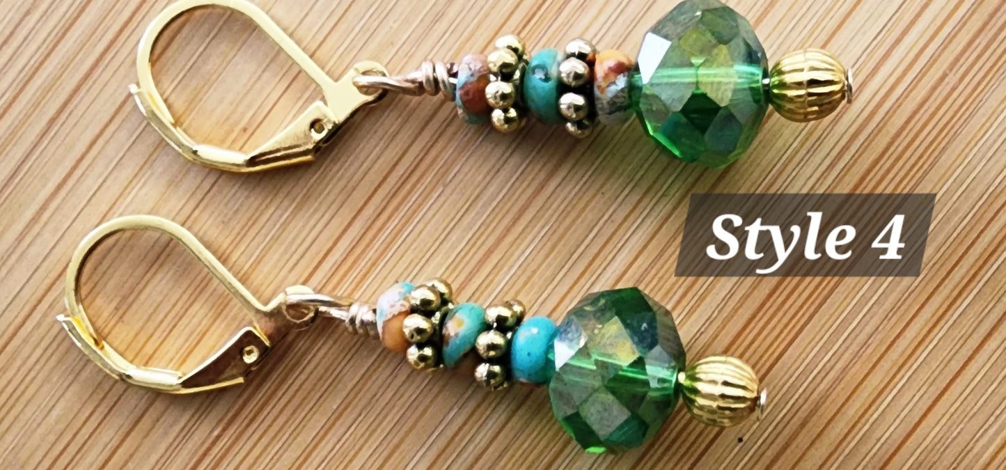 Serene Green Dewdrop Bracelet and Earring Set Bead From The Heart Creations