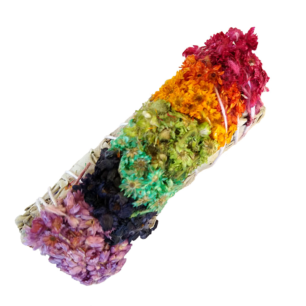 7 Chakras Mullein With White Sage Smudge Stick 3-4" The Witches Sage LLC