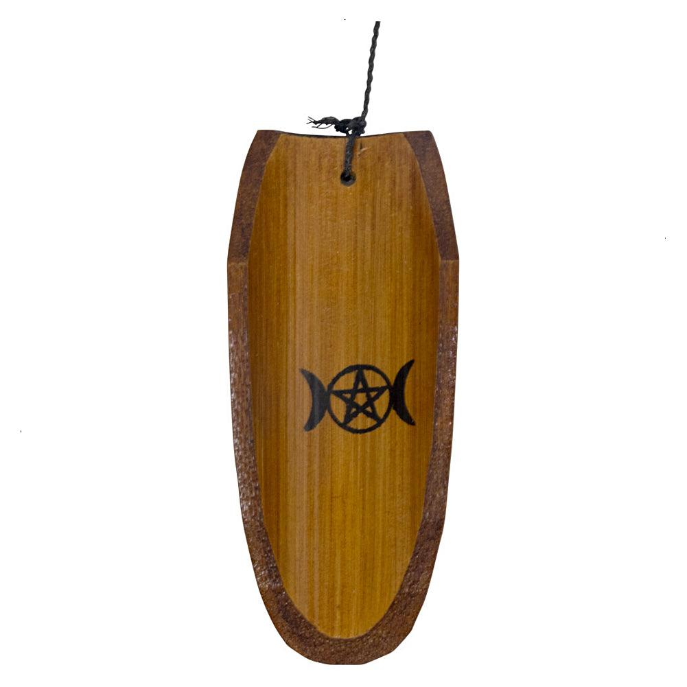 Bamboo Wind Chime - Triple Moon w/Pentacle The Witches Sage LLC