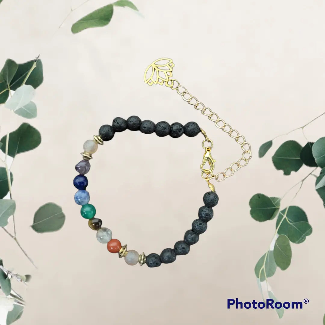 Chakra bracelet with lava stones - Bead From The Heart Creations