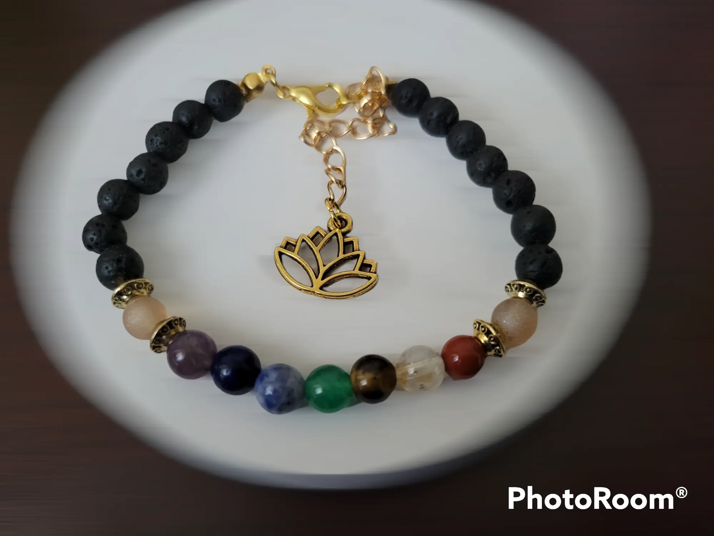 Chakra bracelet with lava stones - Bead From The Heart Creations