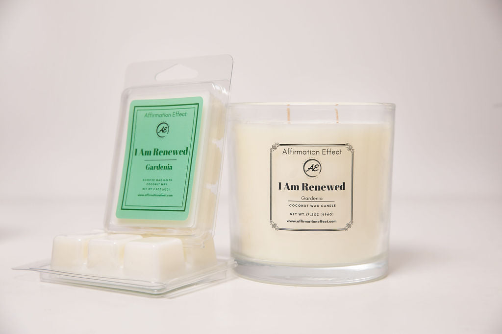 Gardenia "I Am Renewed" Affirmation Candle - 17.5 OZ Affirmation Effect