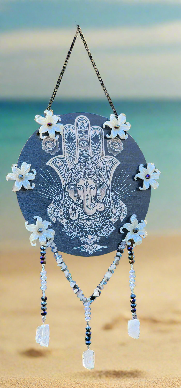 Ganesha and Moonstone Suncatcher Bead From The Heart Creations