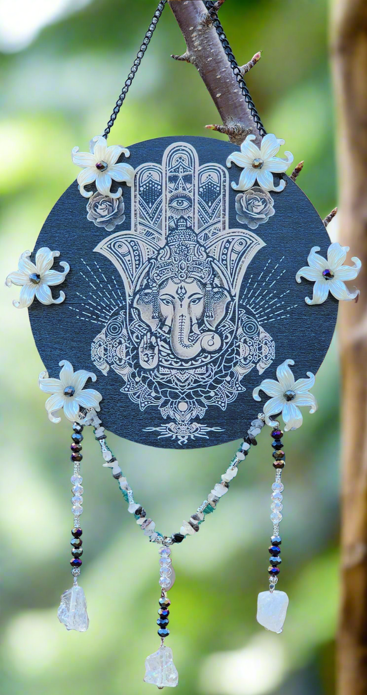 Ganesha and Moonstone Suncatcher Bead From The Heart Creations