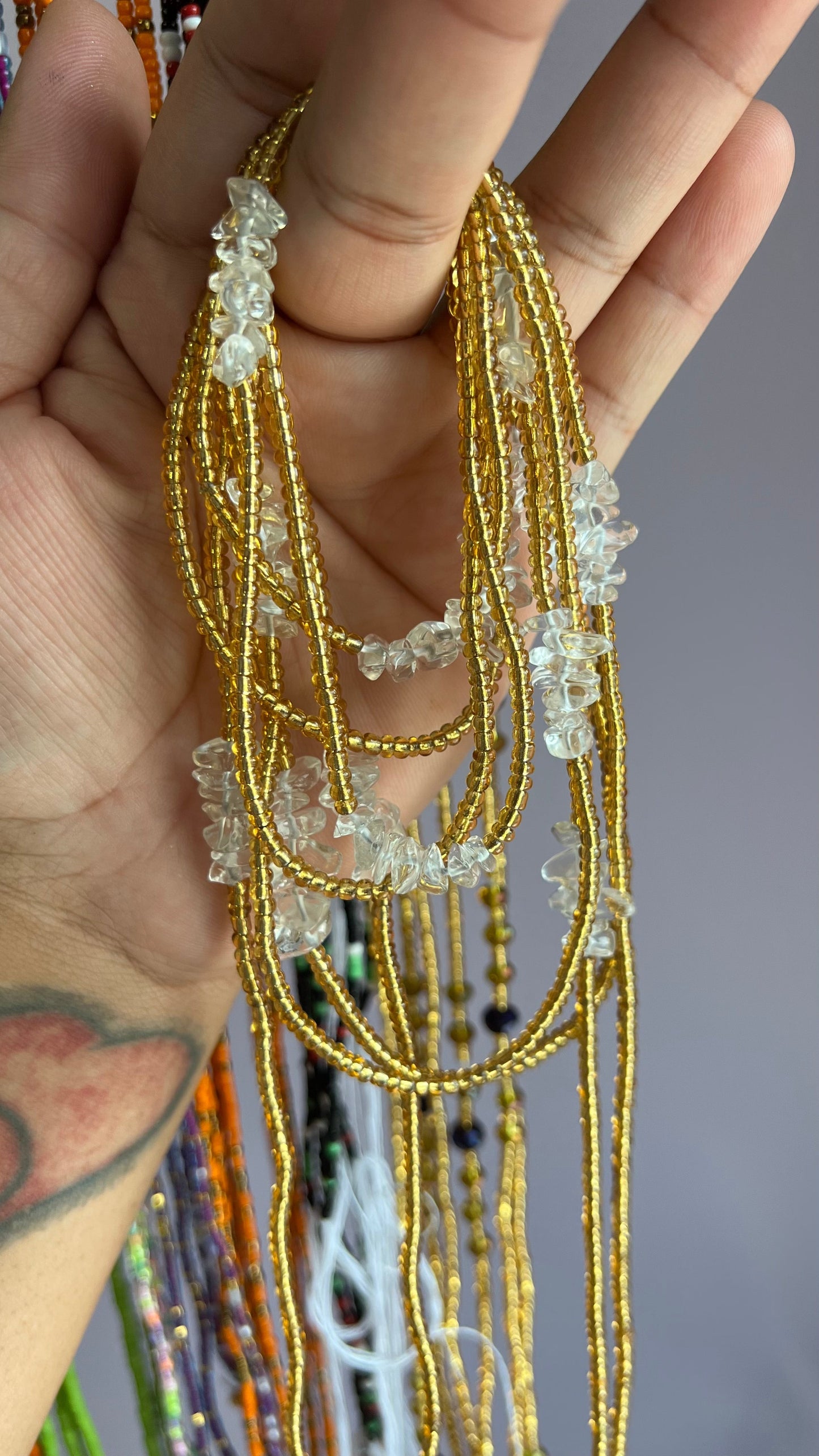 Crystal Quartz & Gold Journey Waist Beads