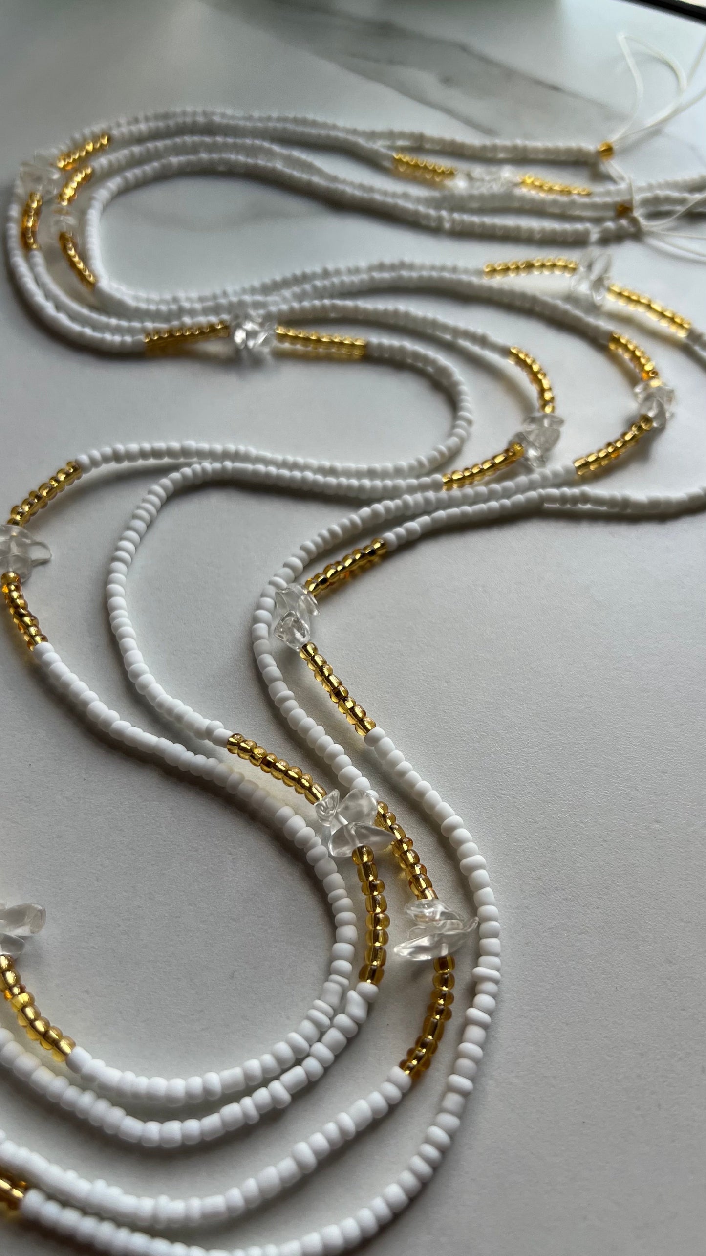 White + Quartz Journey Waist Beads