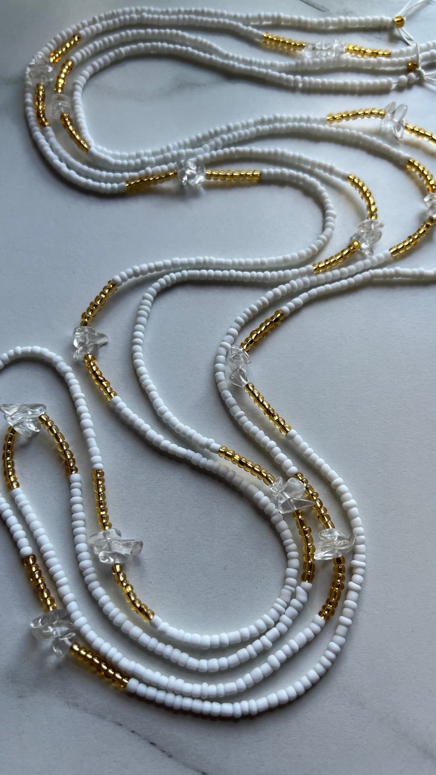 White + Quartz Journey Waist Beads