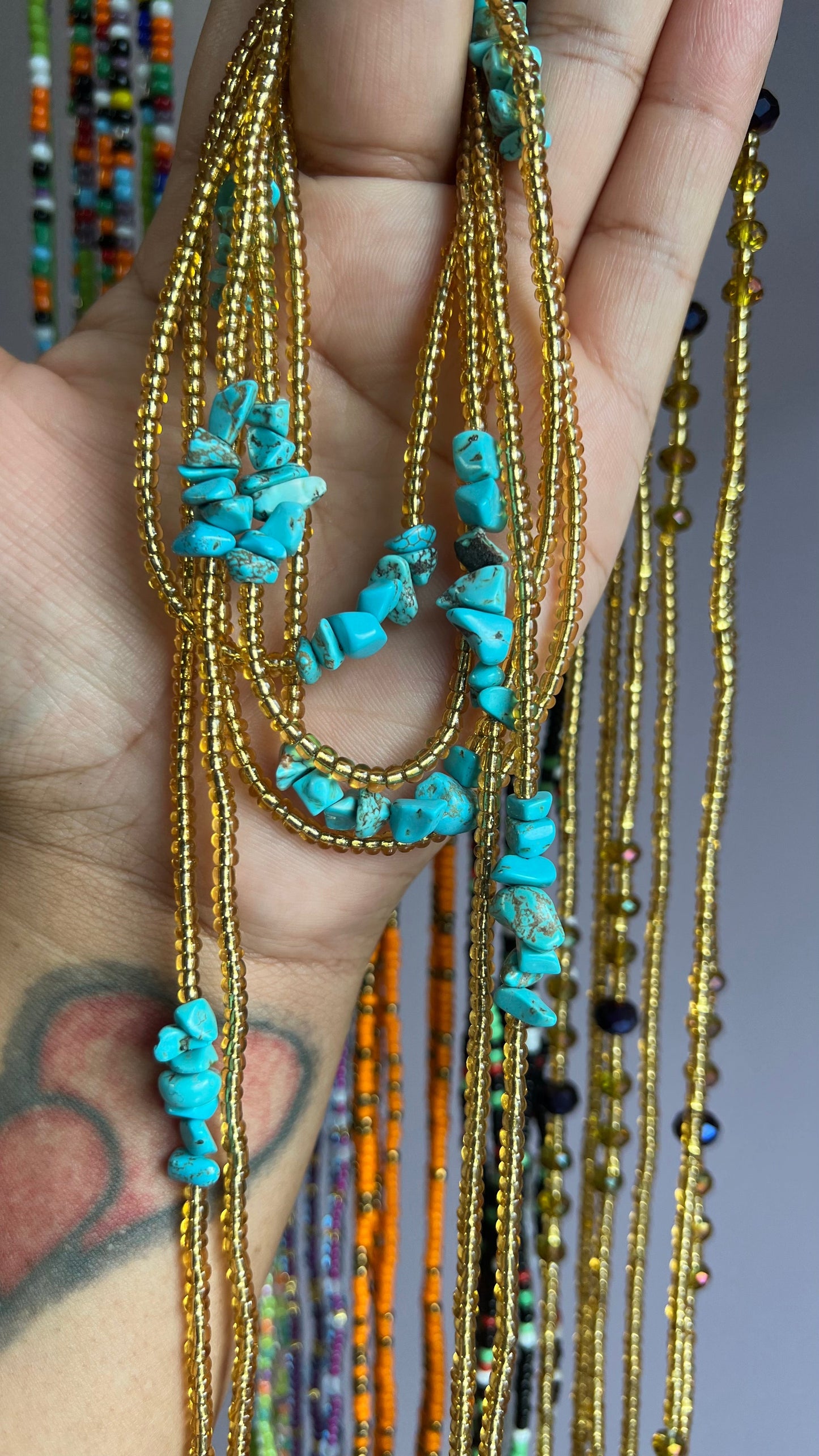 Turquoise & Gold Journey Waist Beads