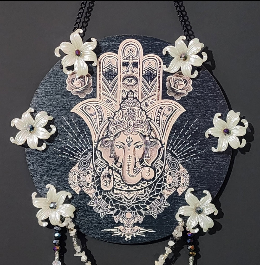 Ganesha and Moonstone Suncatcher Bead From The Heart Creations