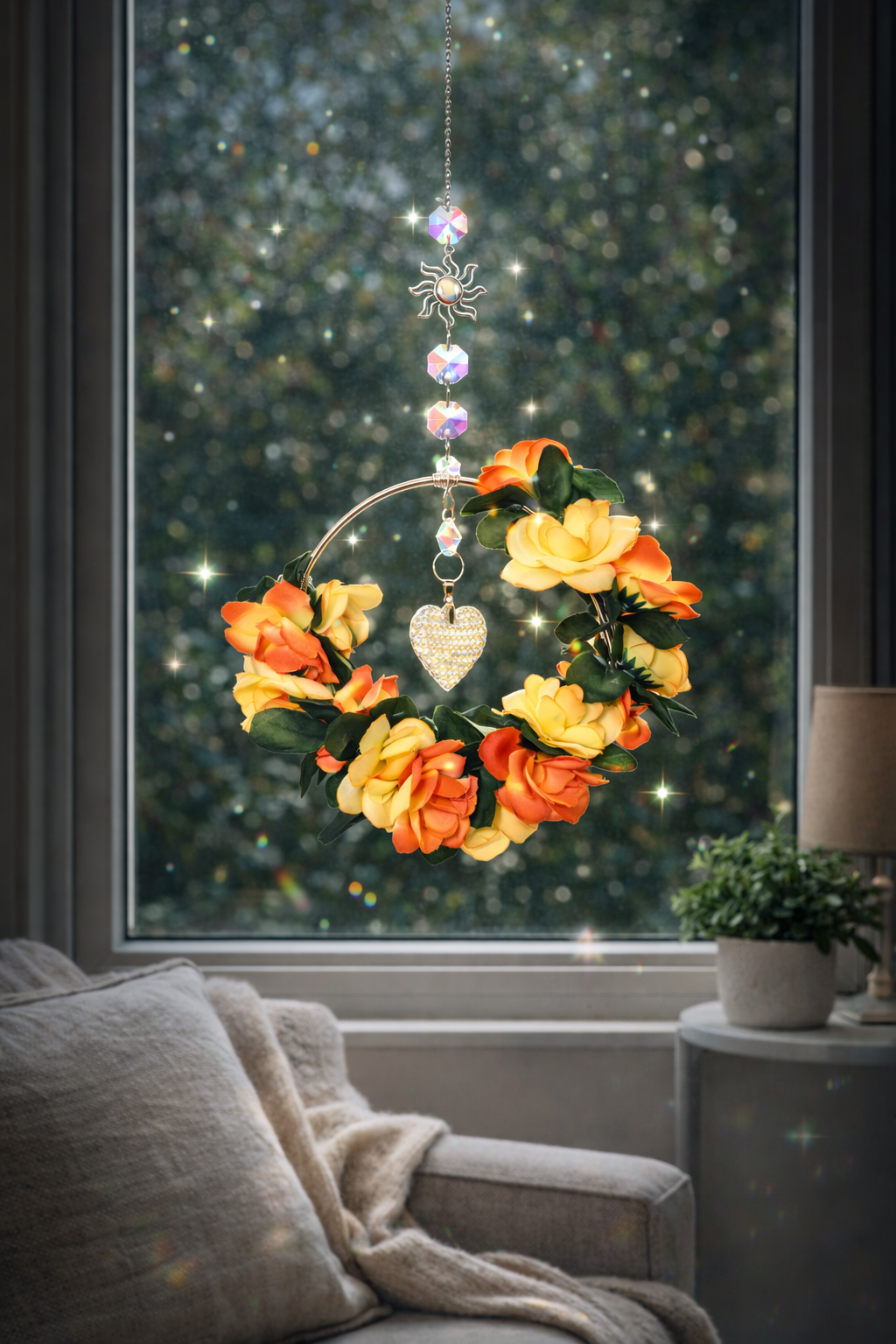 Sunlit Garden Heart Suncatcher