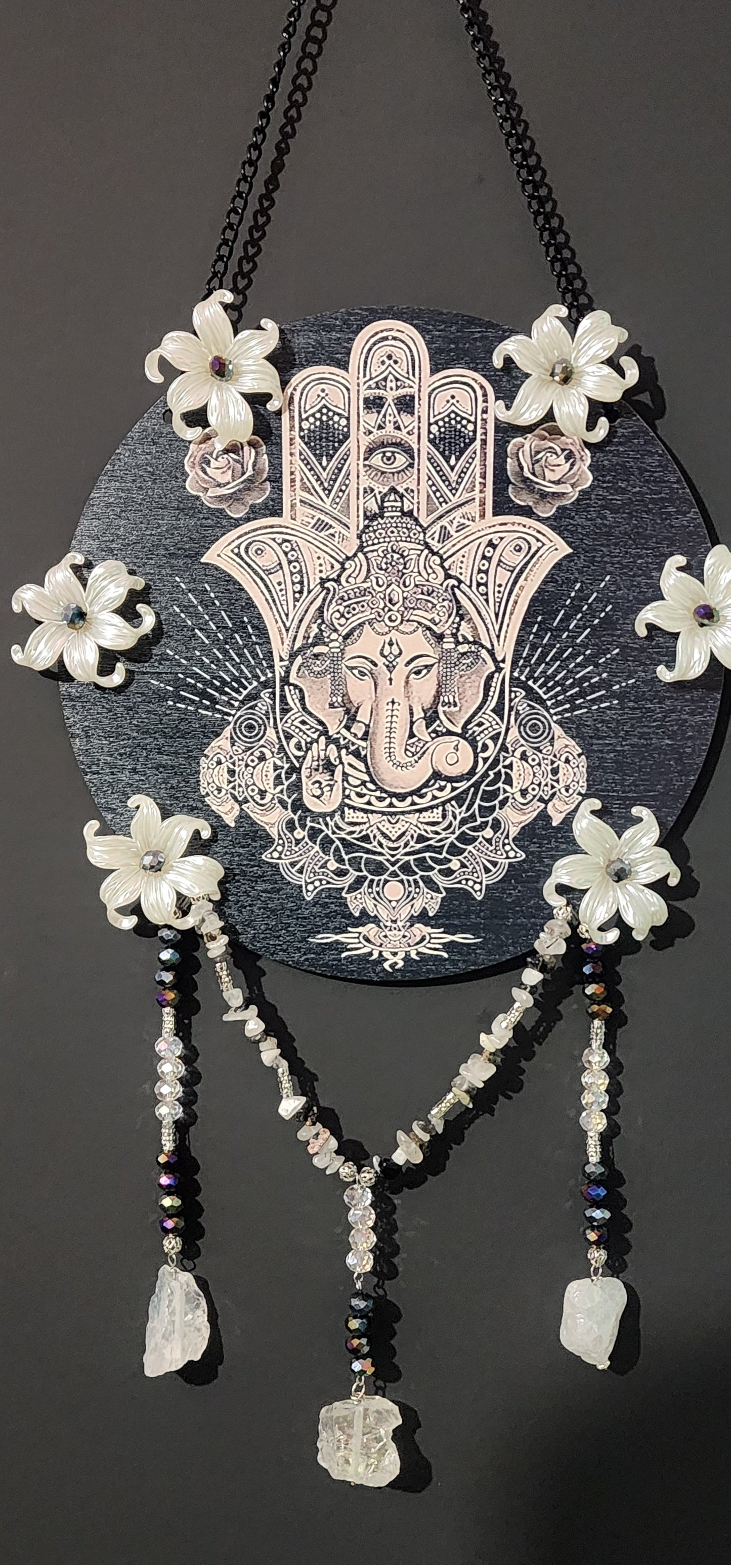 Ganesha and Moonstone Suncatcher Bead From The Heart Creations