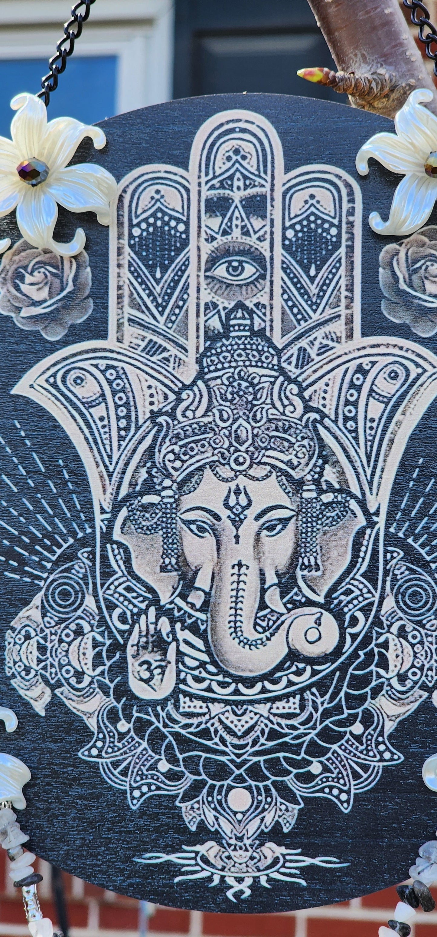 Ganesha and Moonstone Suncatcher Bead From The Heart Creations