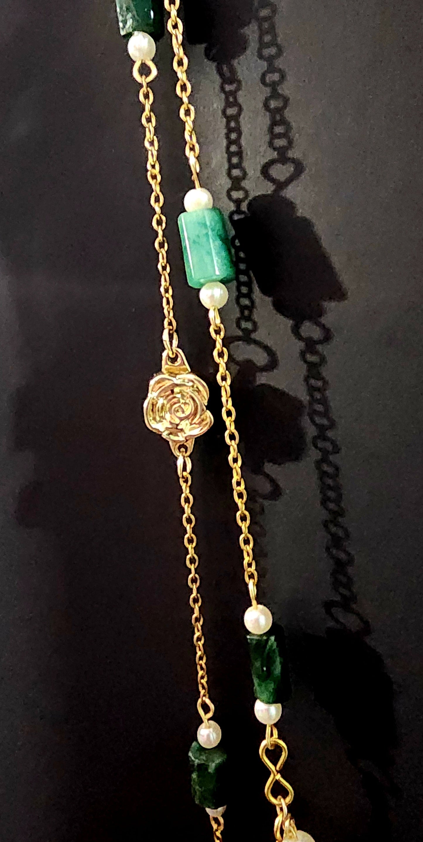 Emerald Grace Pearl Cross Necklace Bead From The Heart Creations