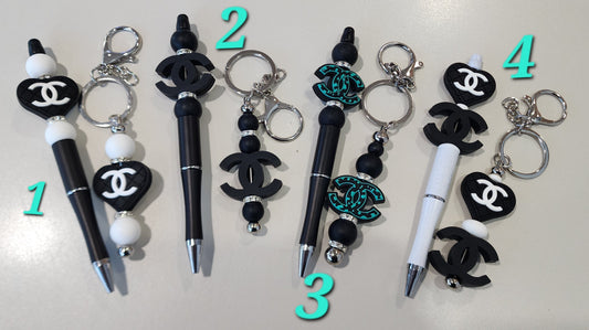 Fashion Diva Pen and Keychain Set Bead From The Heart Creations