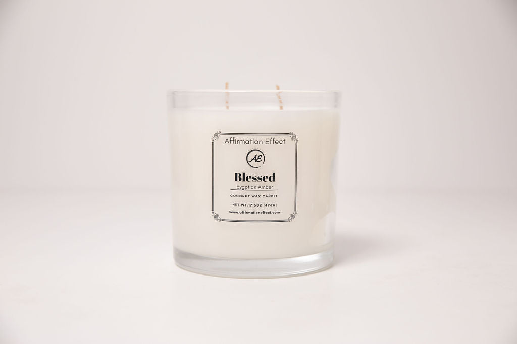 Egyptian Amber "Blessed" Affirmation Candle -  17.5 oz Affirmation Effect