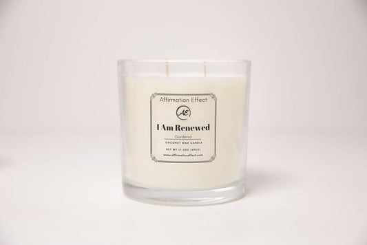 Gardenia "I Am Renewed" Affirmation Candle - 17.5 OZ Affirmation Effect