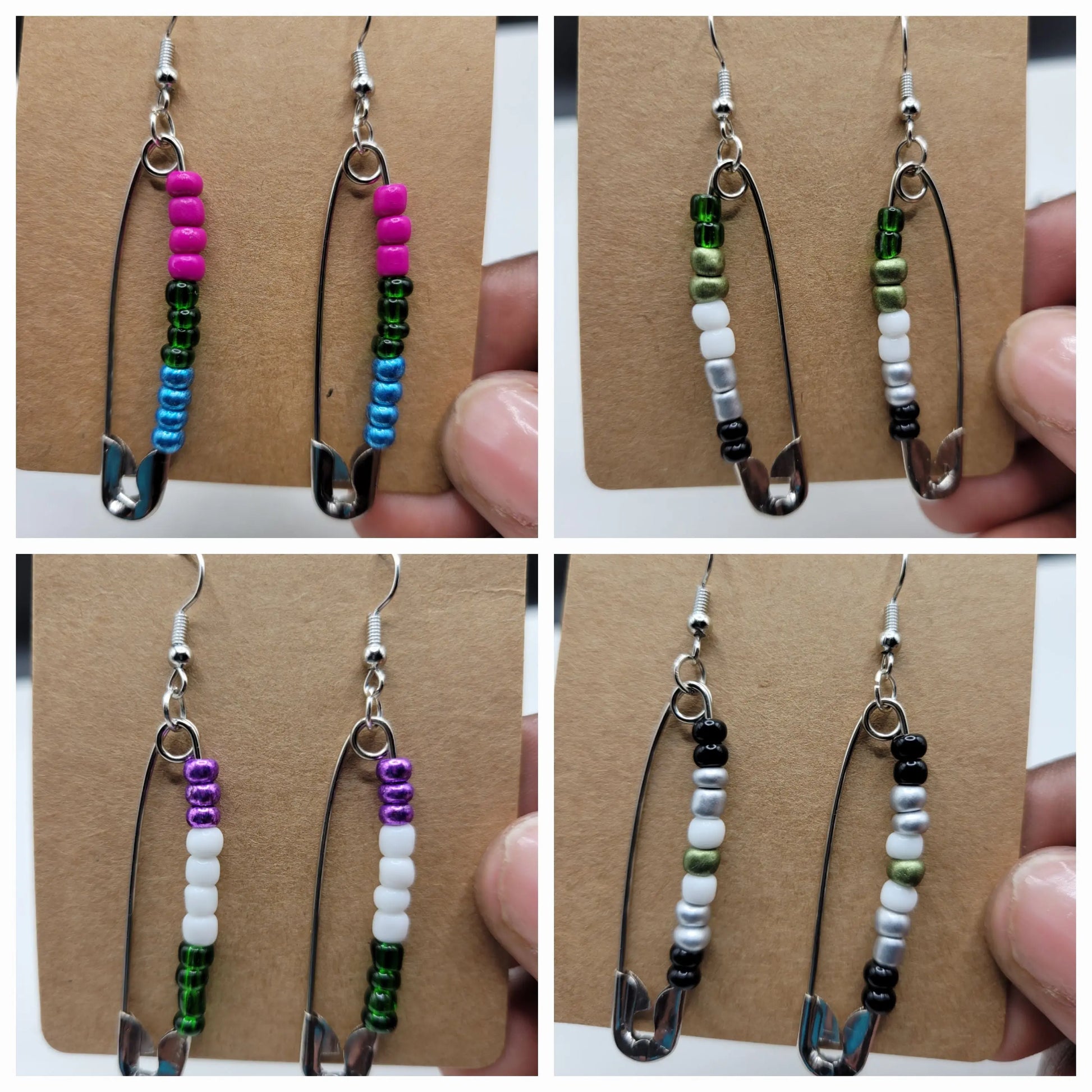 Minimal LGBTQ+ safety pin earrings - Bead From The Heart Creations