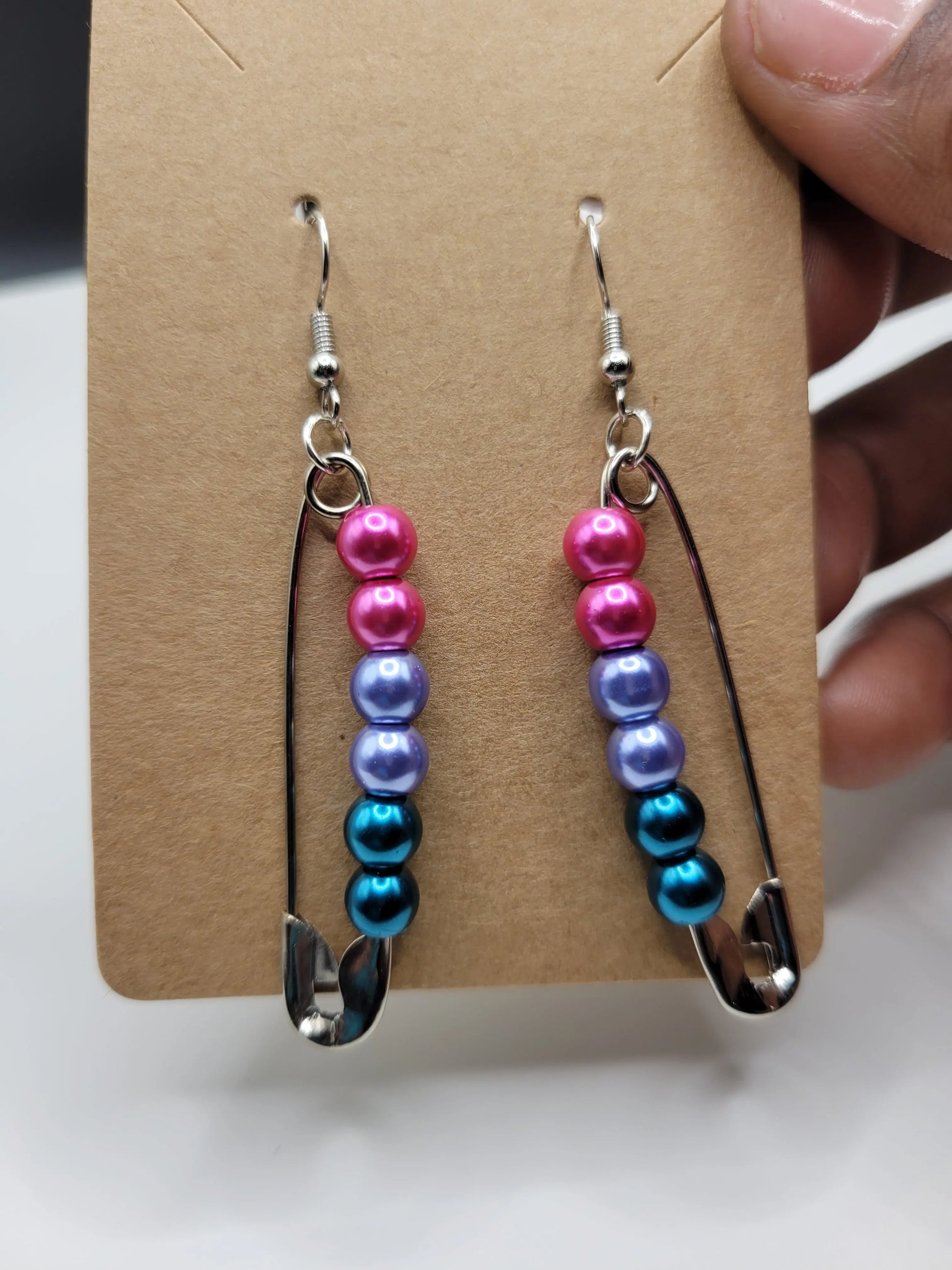 Minimal LGBTQ+ safety pin earrings - Bead From The Heart Creations