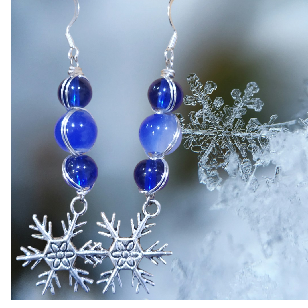 Blue Sky Snowflake Earrings Bead From The Heart Creations