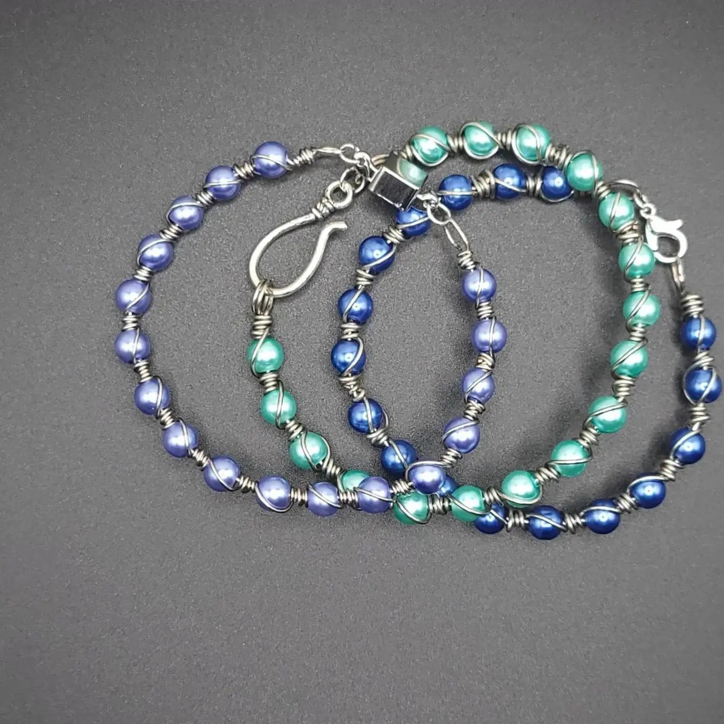 The Iris, wire-wrapped beaded bracelet - Bead From The Heart Creations