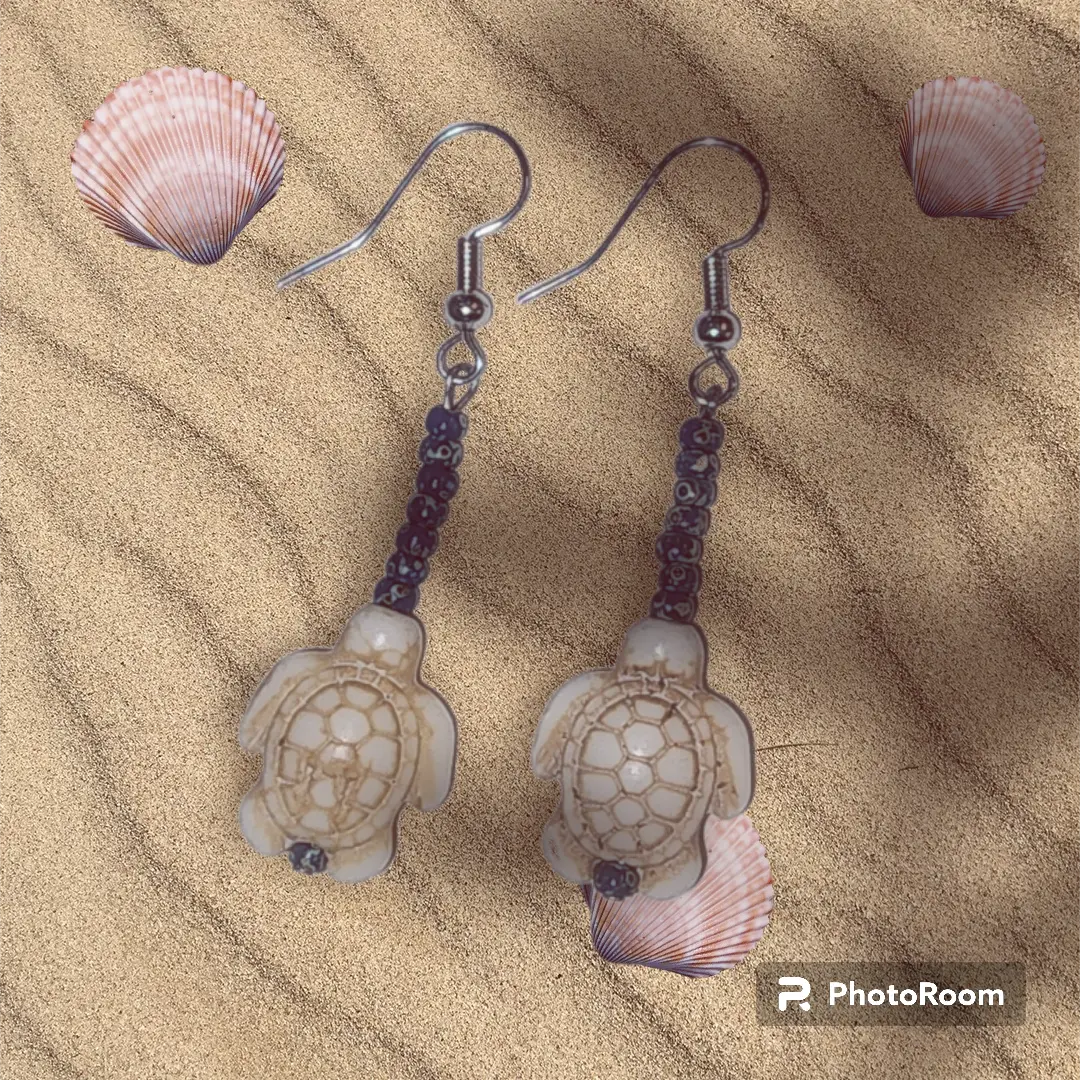 Turtle and Starfish drop earrings - Bead From The Heart Creations