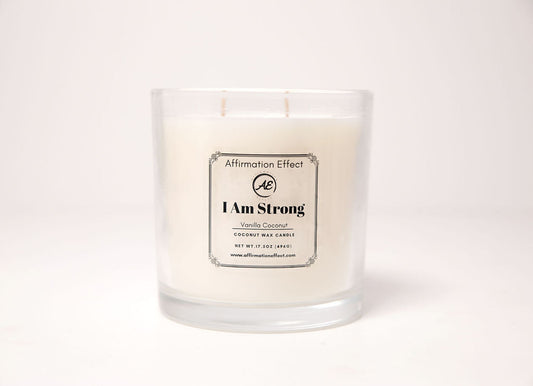 Vanilla Coconut "I Am Strong" Affirmation Candle- 17.5 oz Affirmation Effect