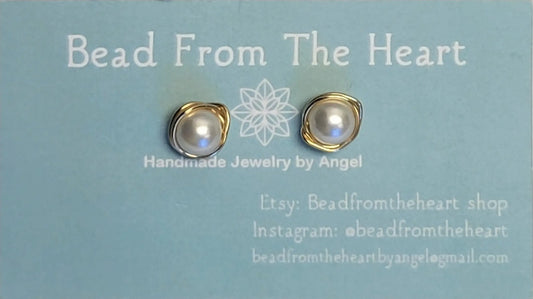 Wire-wrapped stud earrings - Bead From The Heart Creations