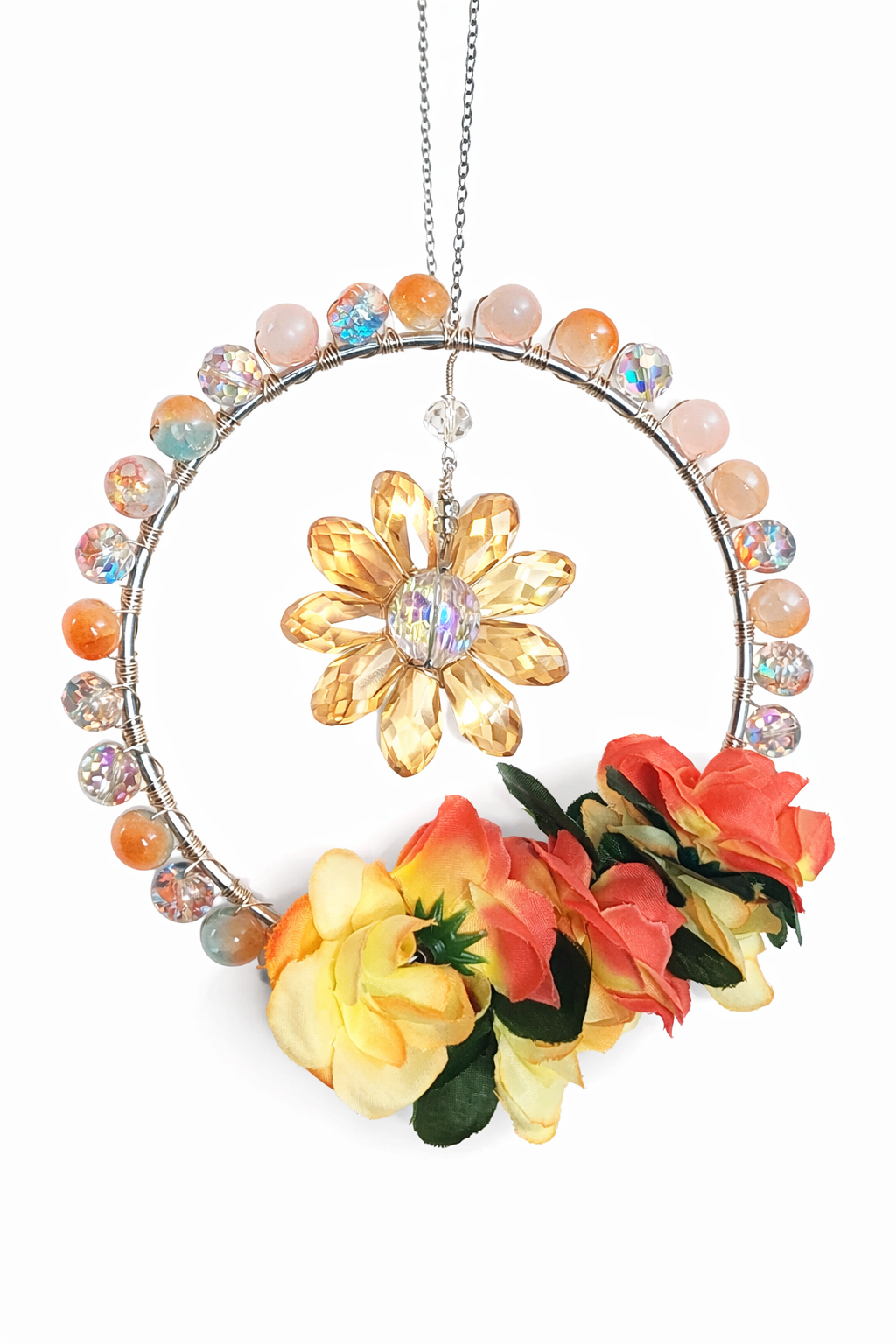 Sunlit Bloom Floral Crystal Suncatcher