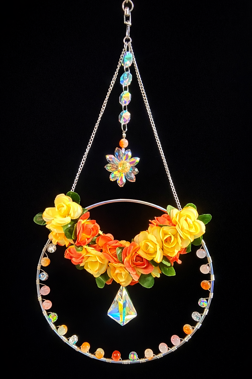 Floral Sunrise Crystal Suncatcher ⭐