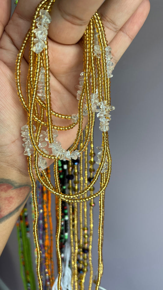 Crystal Quartz & Gold Journey Waist Beads