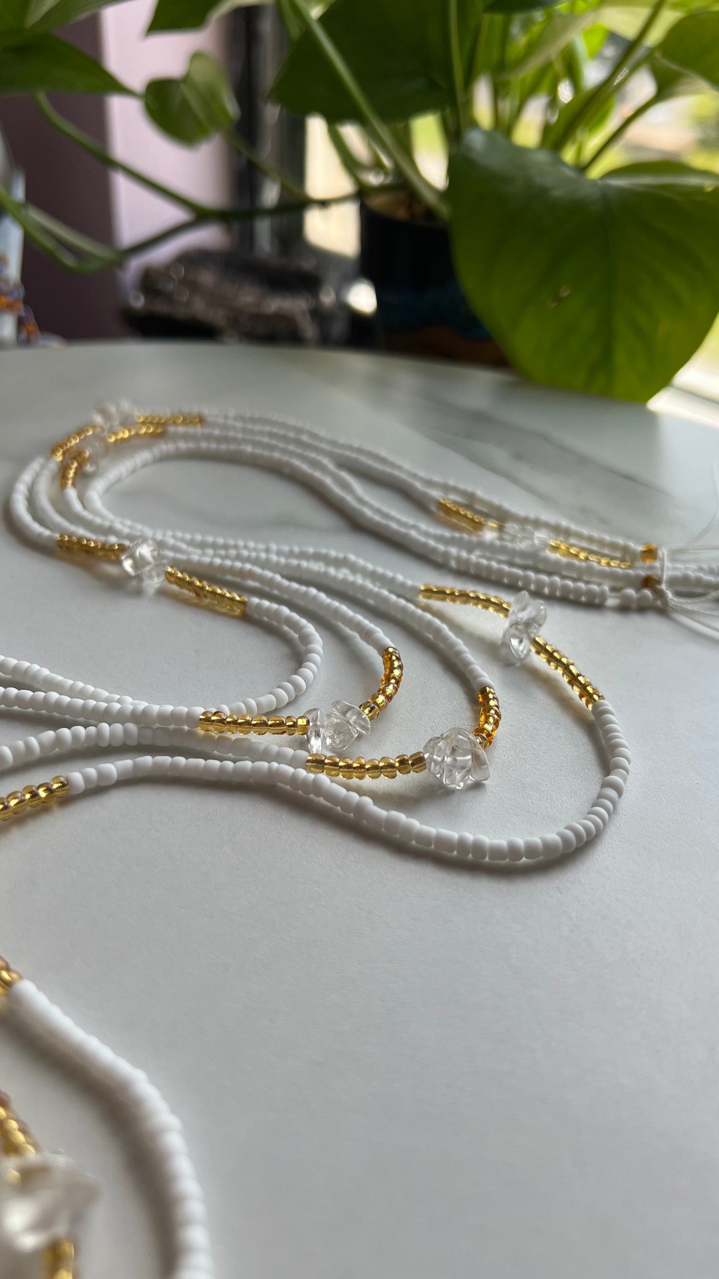 White + Quartz Journey Waist Beads