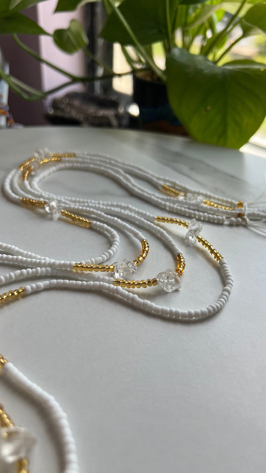 White + Quartz Journey Waist Beads