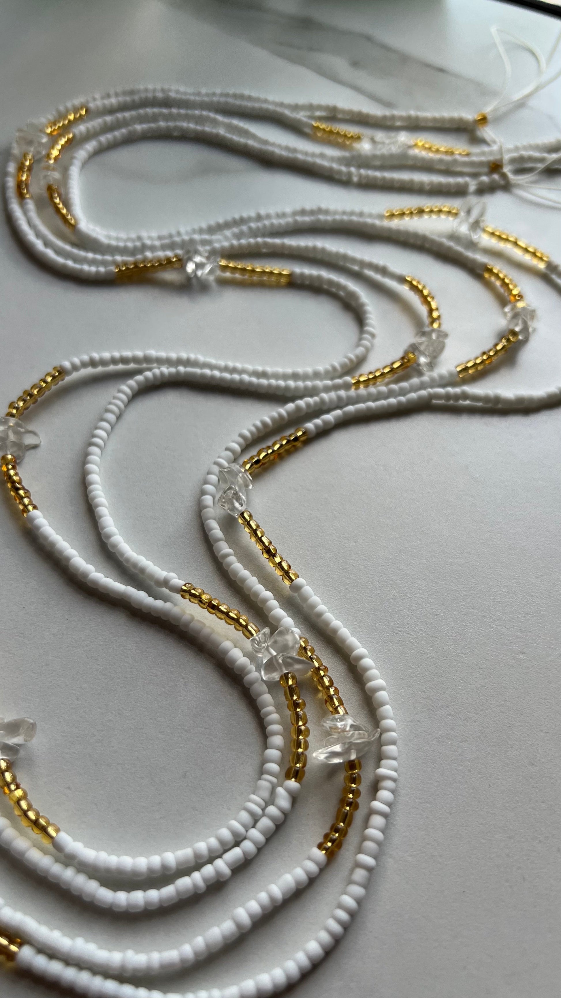 White + Quartz Journey Waist Beads