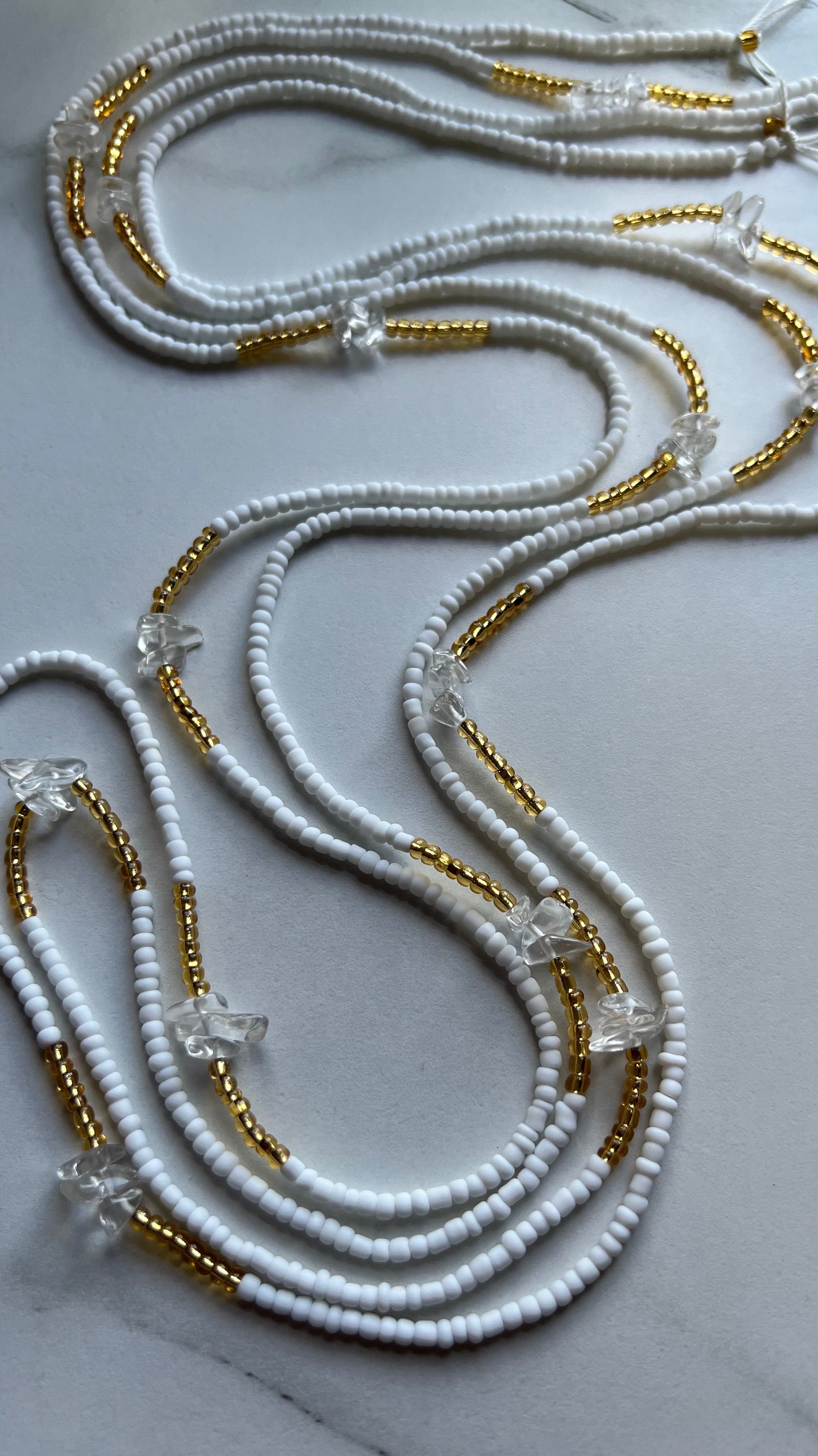 White + Quartz Journey Waist Beads