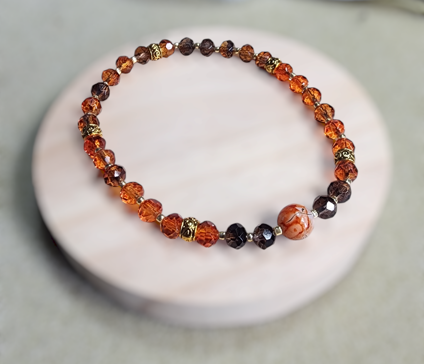 Orange and Black 3-tier Moon Bracelet Set Bead From The Heart Creations