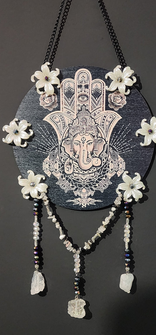 Ganesha and Moonstone Suncatcher Bead From The Heart Creations