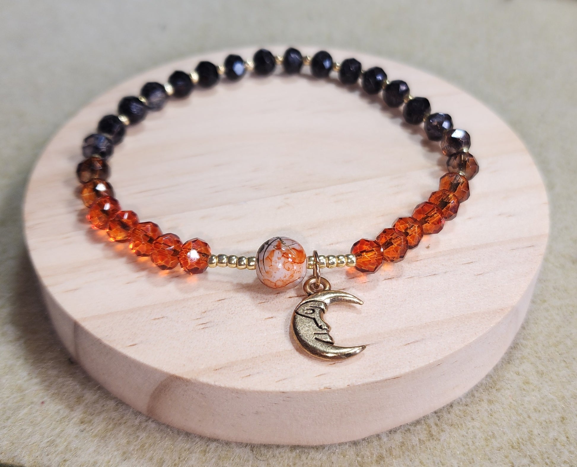 Orange and Black 3-tier Moon Bracelet Set Bead From The Heart Creations